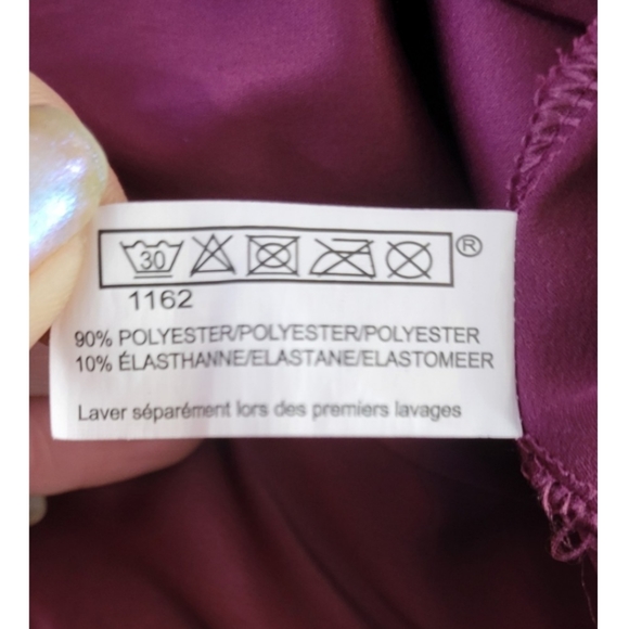 NWOT Satin Burgundy Long Sleeve Button Down Shirt - Picture 7 of 9